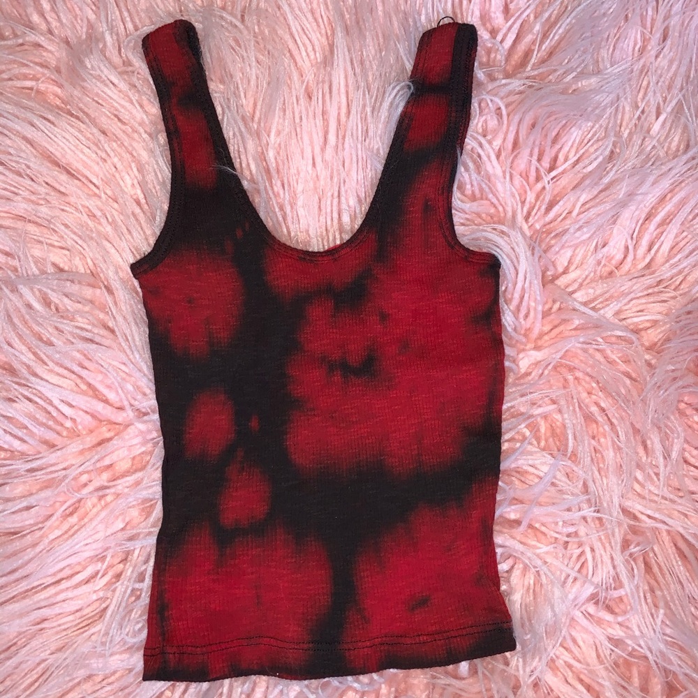 Red Tie-dyed Tank Top